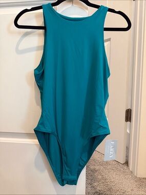 NWT Teal High-Neck One-Piece Bodysuit Sz-L